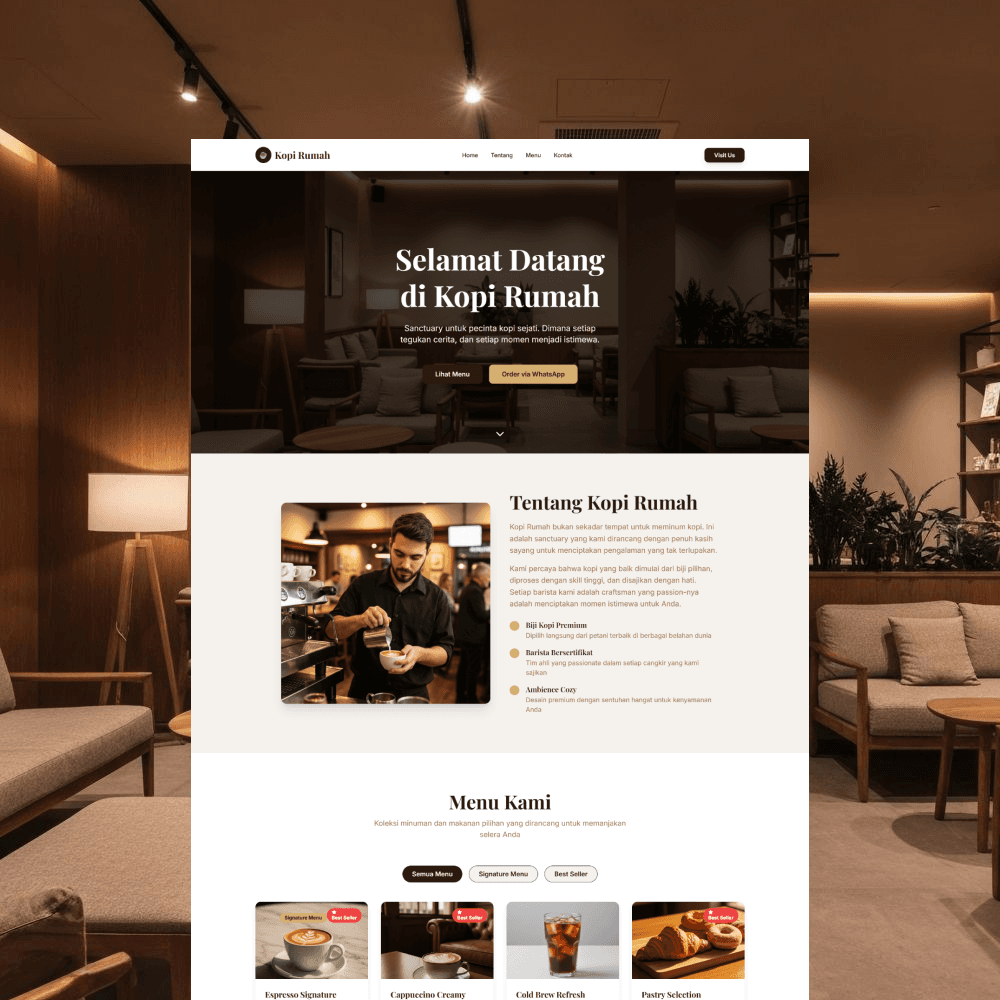 Website Kopi Rumah - Premium Coffee Experience - Tampilan screenshot 1