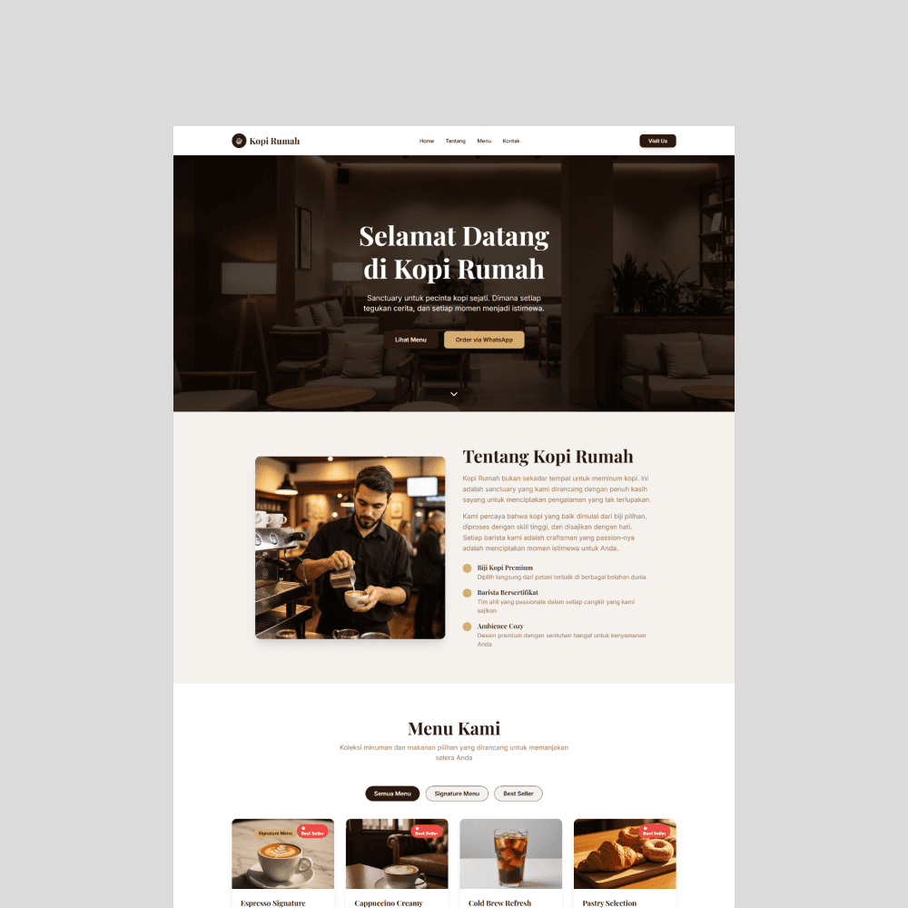 Website Kopi Rumah - Premium Coffee Experience - Tampilan screenshot 2