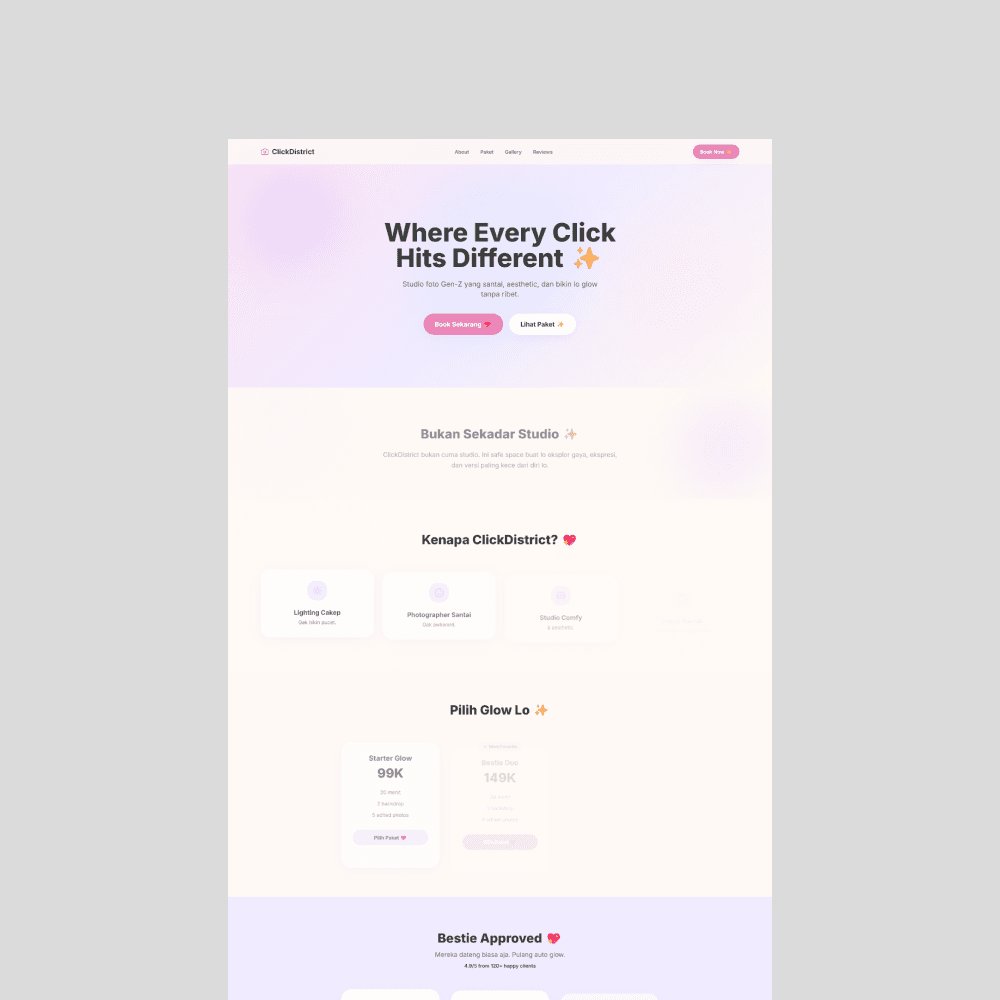 Website Studio Foto Gen-Z Aesthetic - Tampilan screenshot 2