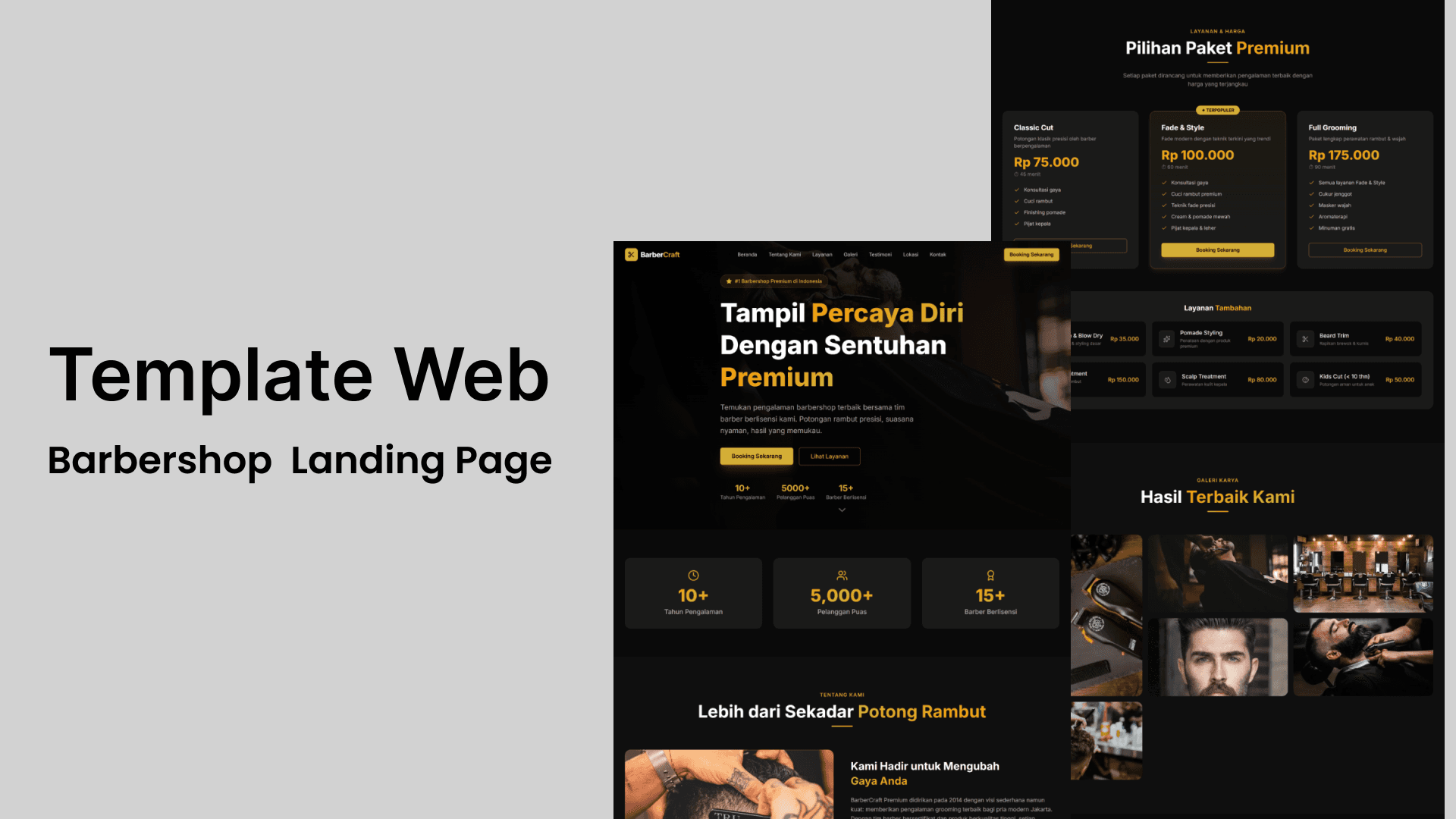 Template Website Barbershop & Gentleman's Grooming - Website Landing Page untuk Barbershop & Pangkas Rambut