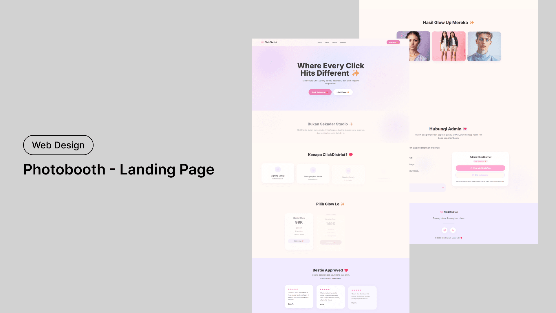 Template Website Studio Foto Gen-Z Aesthetic - Website Landing Page untuk Studio Foto & Self Photo Studio